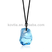 Yiwu fábrica al por mayor joyería azul collar de piedra de cristal collar de cadena negro cuerdas